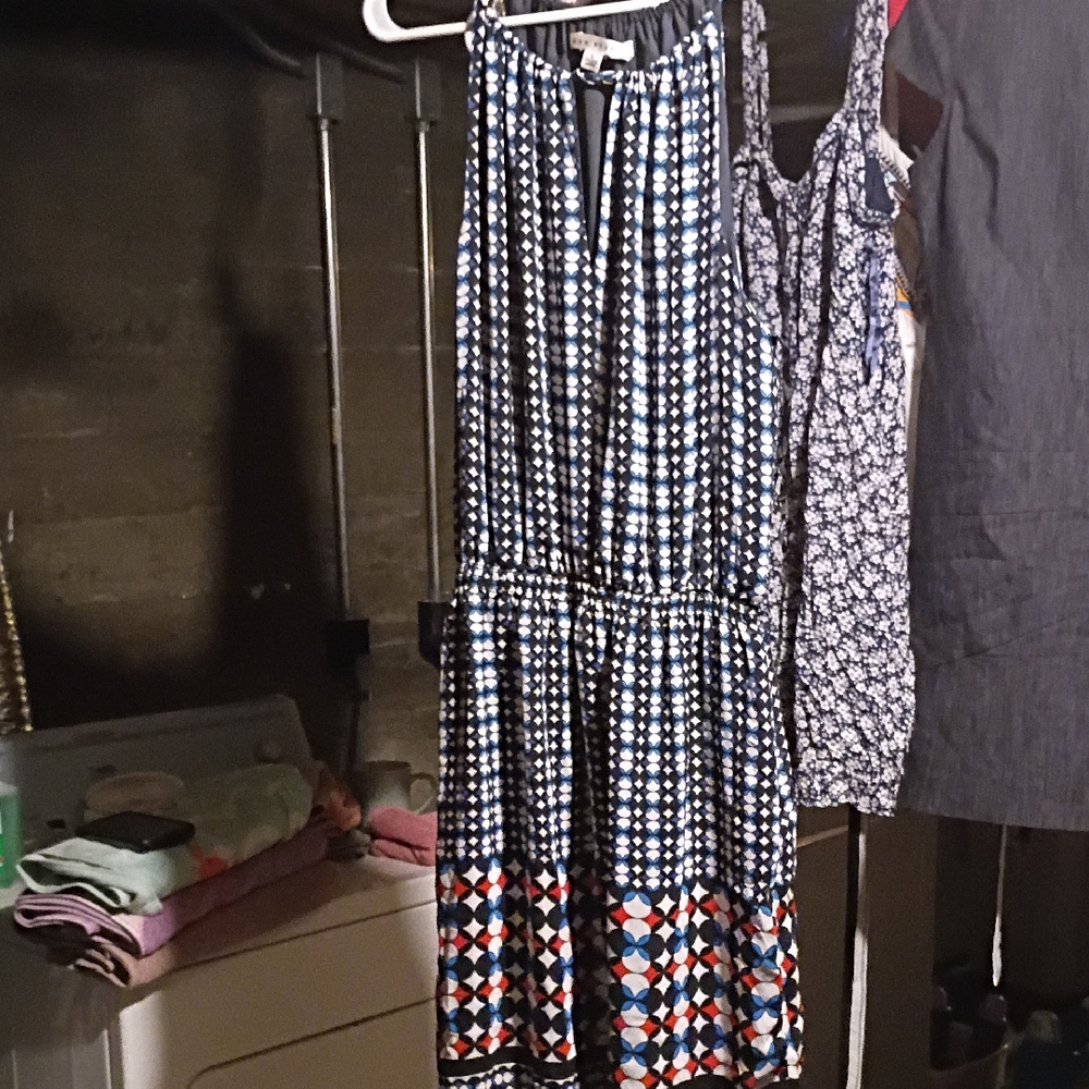 Max Studio Blue and Red Patterned Maxi Dress